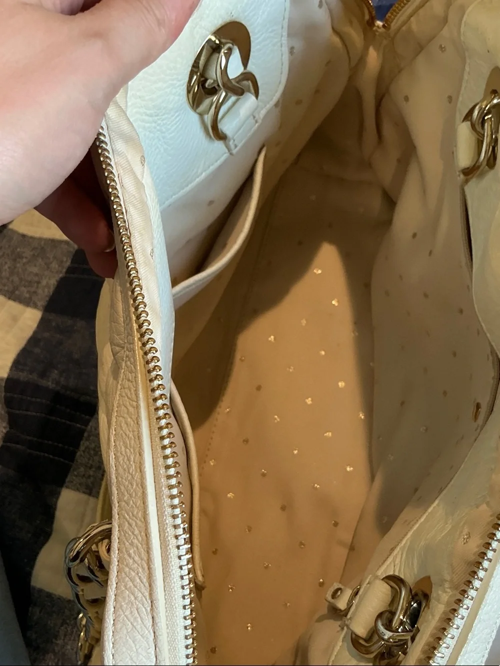 kate spade Quilted Cream Leather Chain-Handle Shoulder Bag